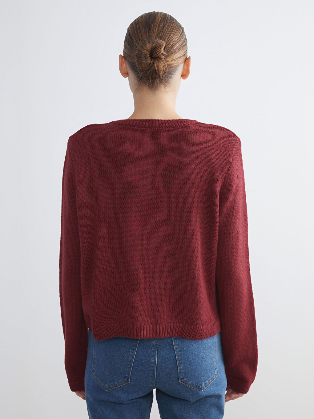 Kahverengi Bisiklet Yaka Kadın Triko Hırka-3