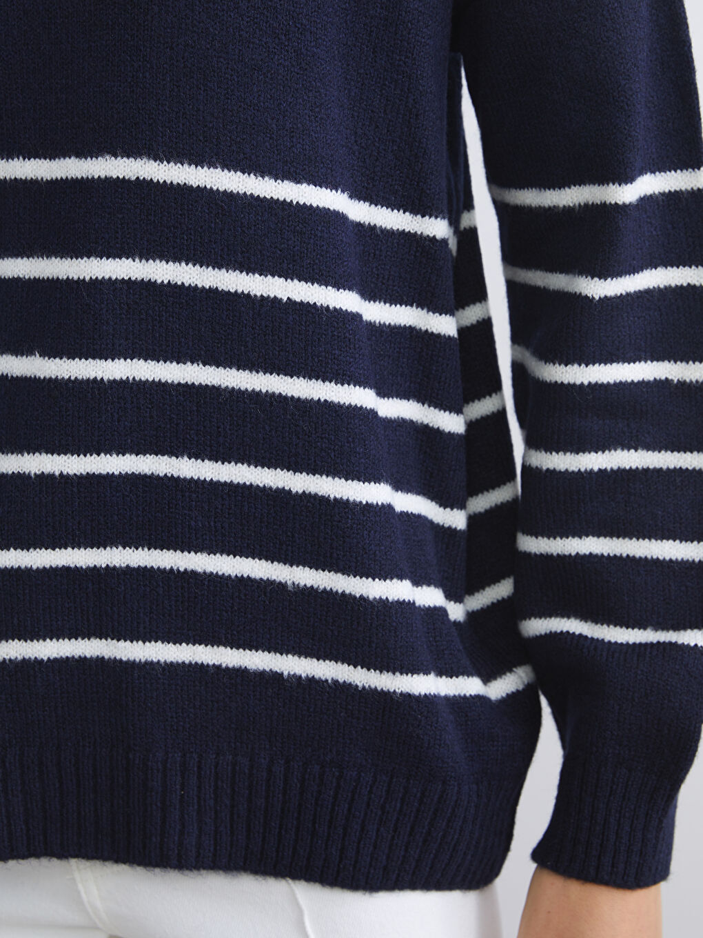 Half Turtleneck Striped Oversize Women's Knitwear Sweater-2