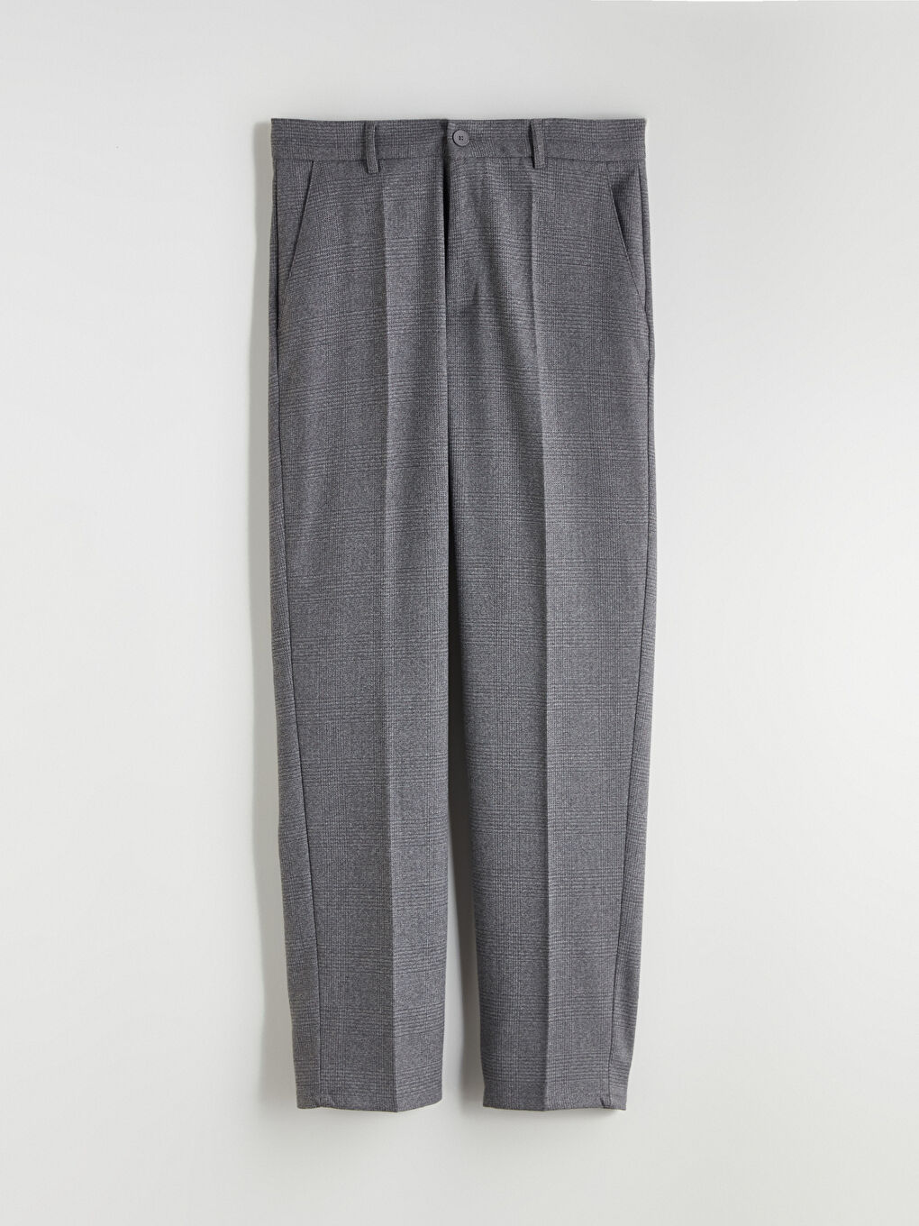 Gri Standart Kalıp Ekose Erkek Pantolon-4