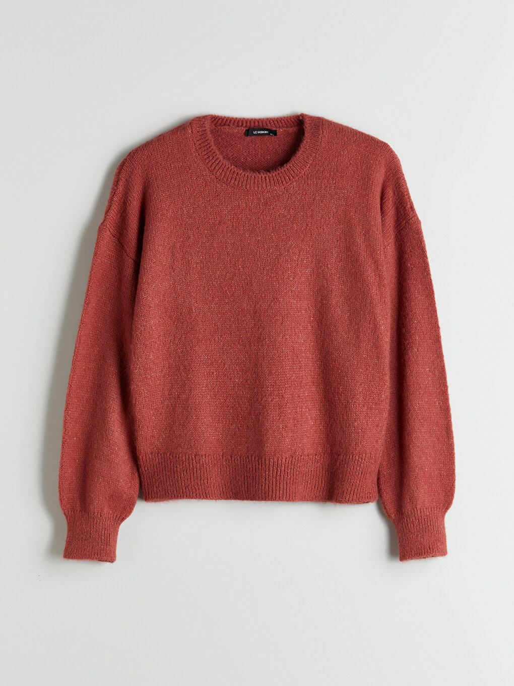 Kahverengi Bisiklet Yaka Oversize Kadın Triko Kazak-4