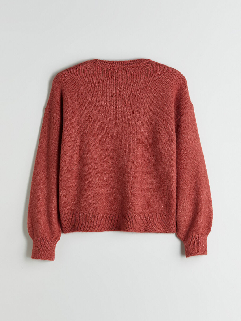 Kahverengi Bisiklet Yaka Oversize Kadın Triko Kazak-5