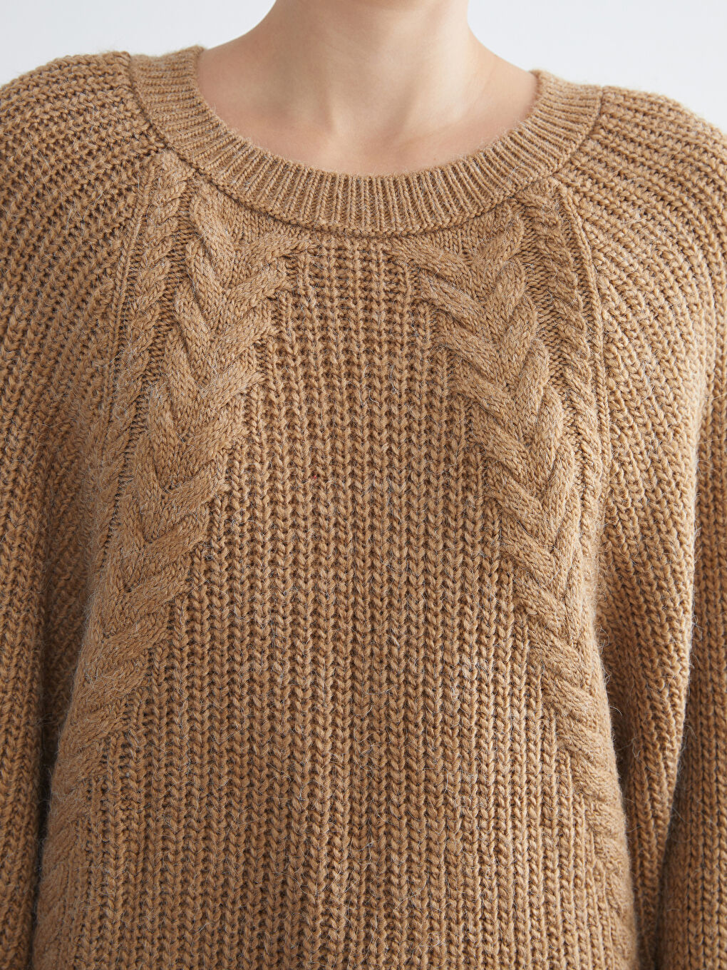 Kahverengi Bisiklet Yaka Kadın Triko Kazak-2