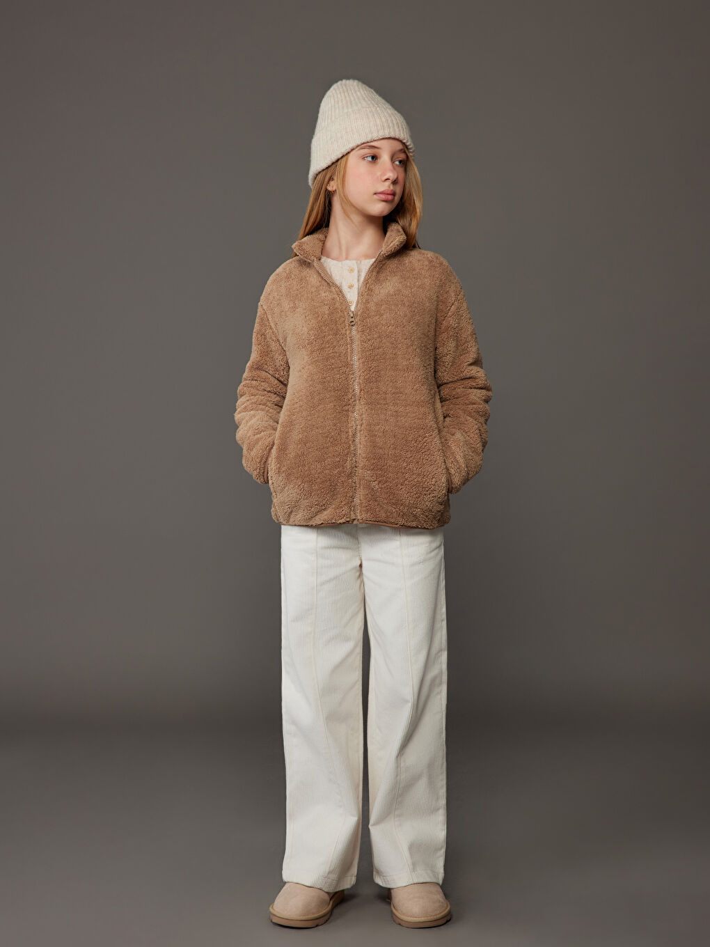 Қыздар қоңыр Кардиган-1