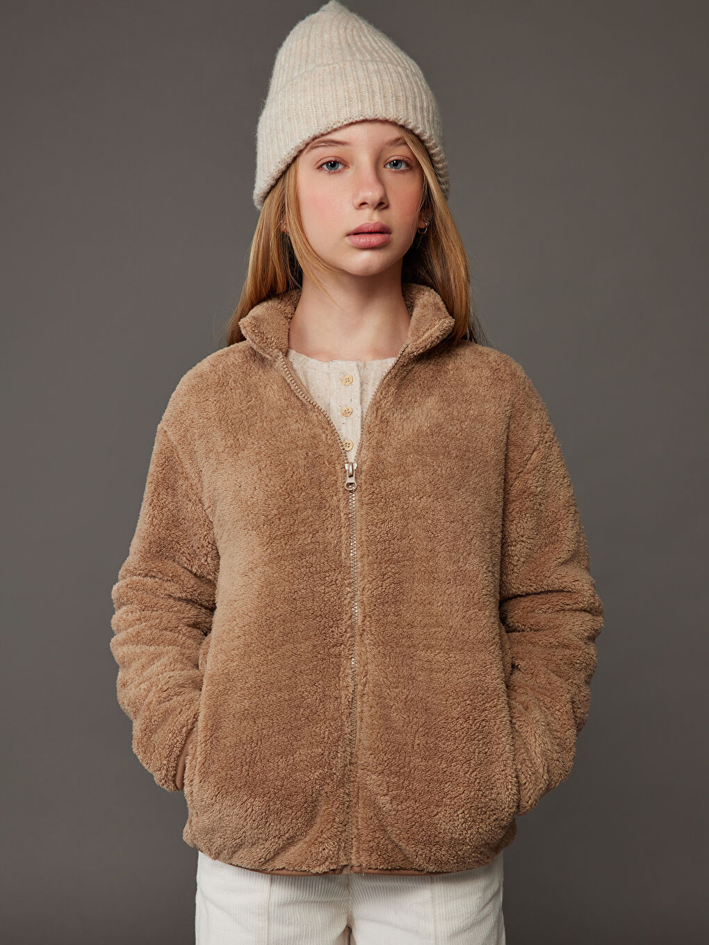 Қыздар қоңыр Кардиган-2