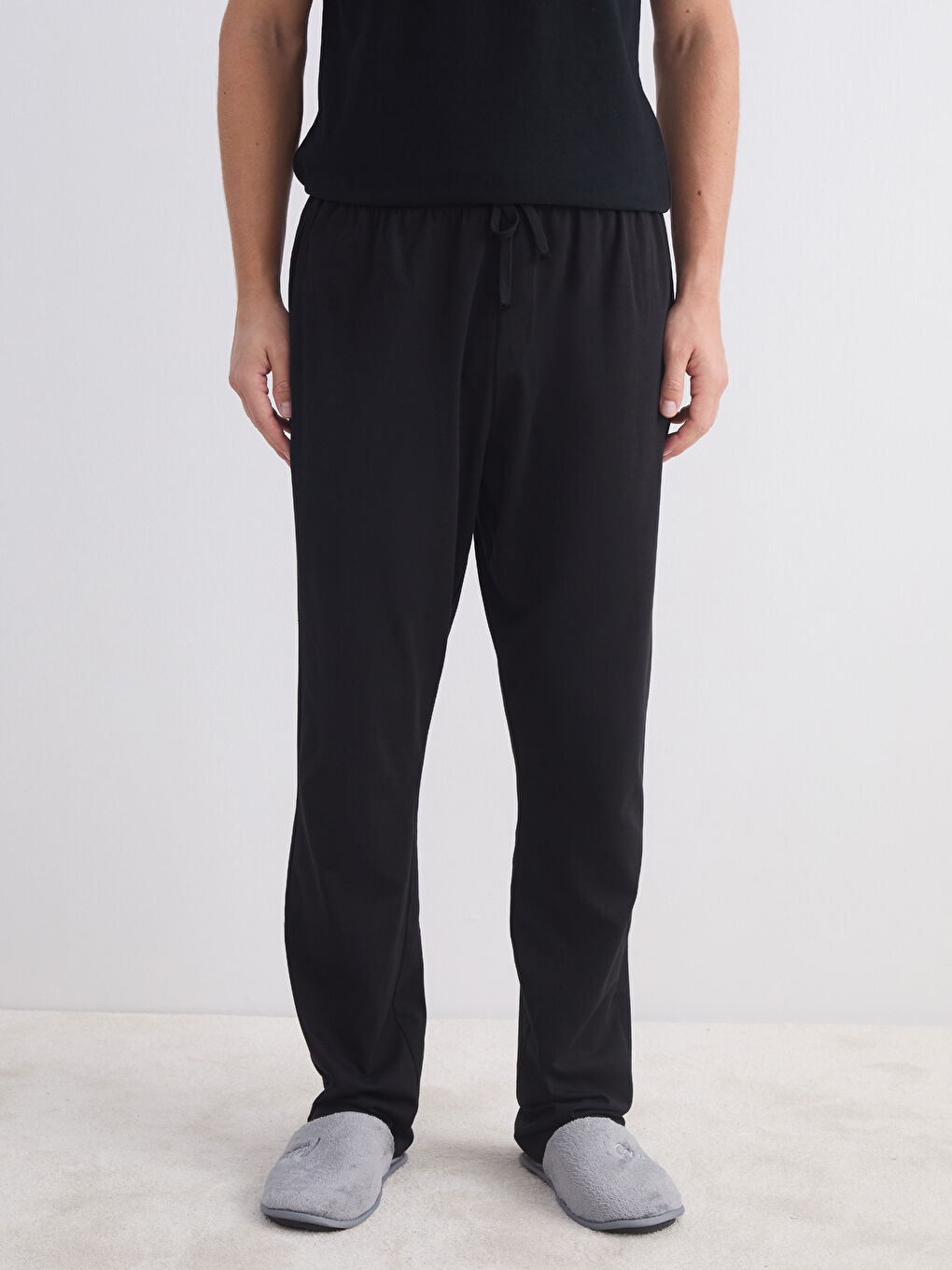 Siyah Standart Kalıp Erkek Pijama Alt-1