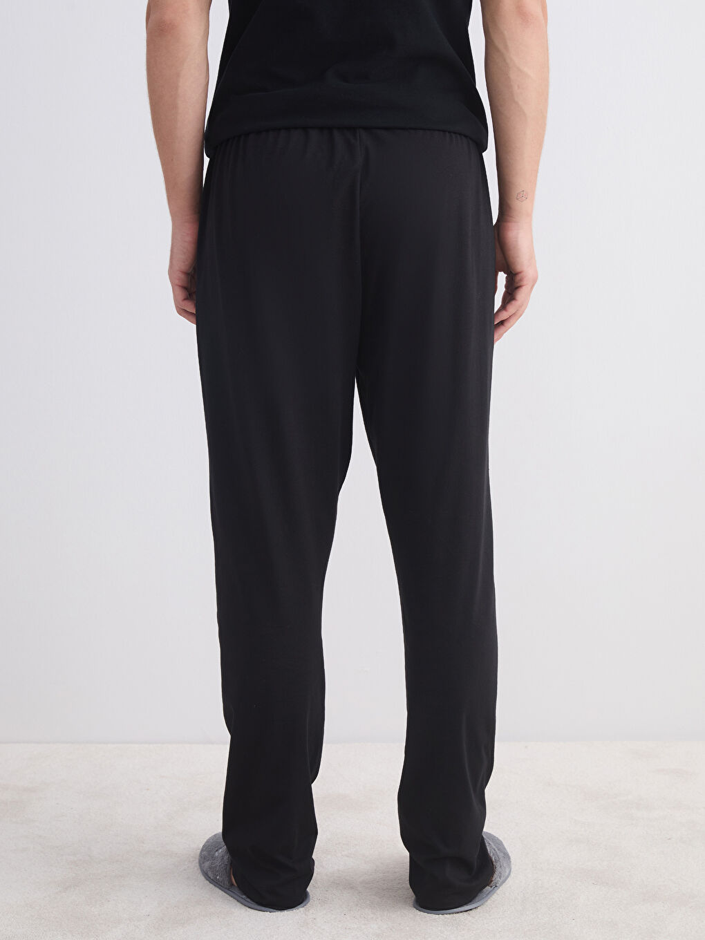 Siyah Standart Kalıp Erkek Pijama Alt-3