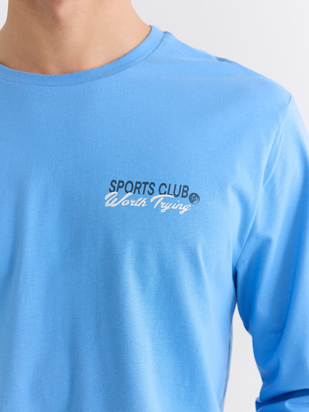 Mavi Bisiklet Yaka Baskılı Erkek Pijama Üst-2