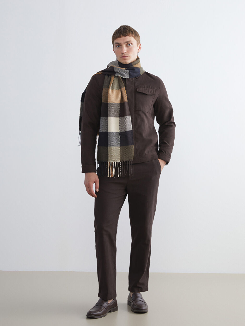 Tasseled Plaid Men's Scarf-1