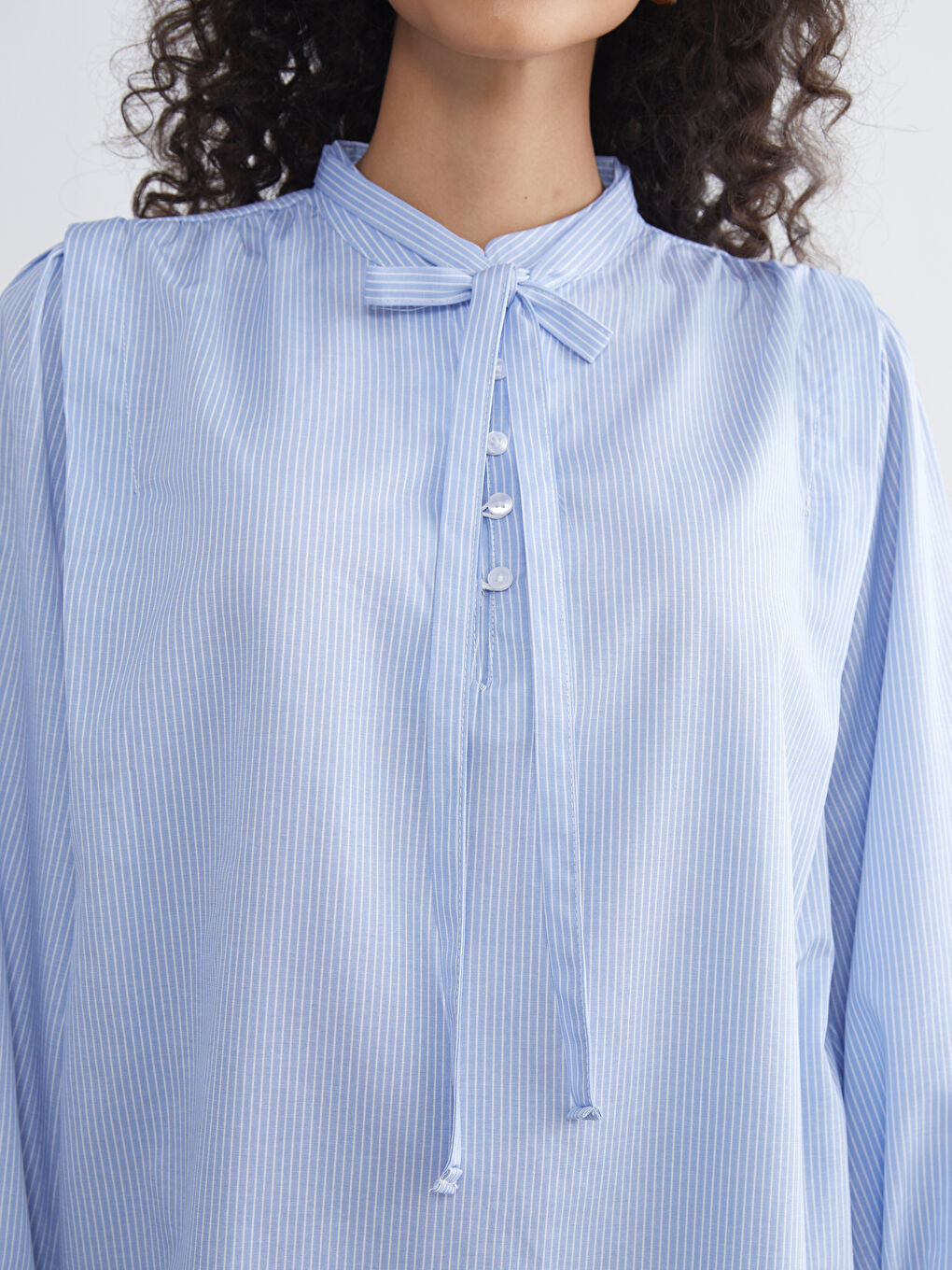 LCW Modest Woman BLUE Shirt Tunic -W5HN63Z8-LEN
