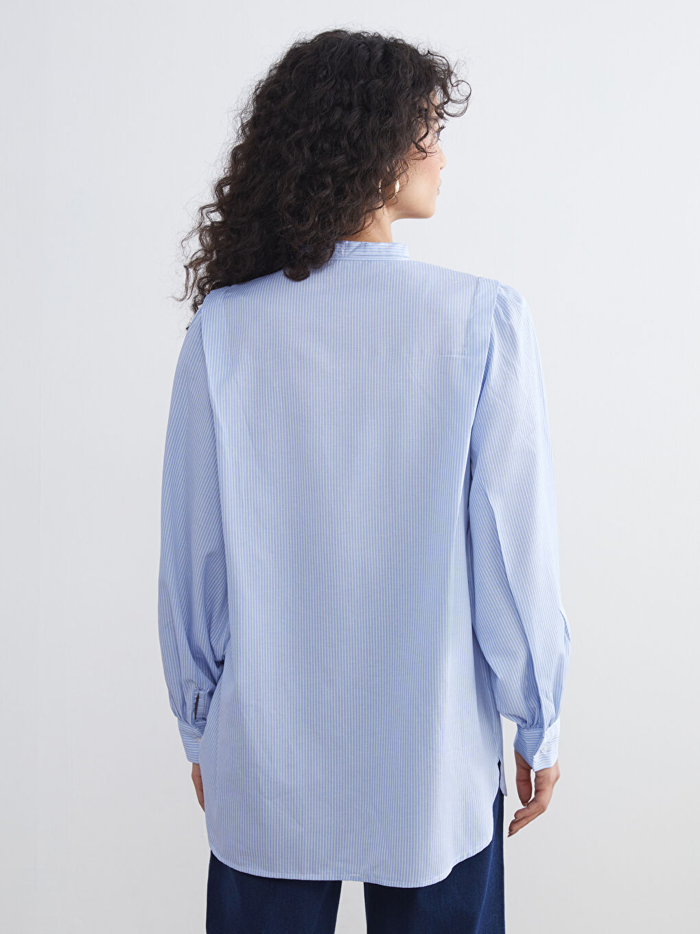 LCW Modest Woman BLUE Shirt Tunic -W5HN63Z8-LEN