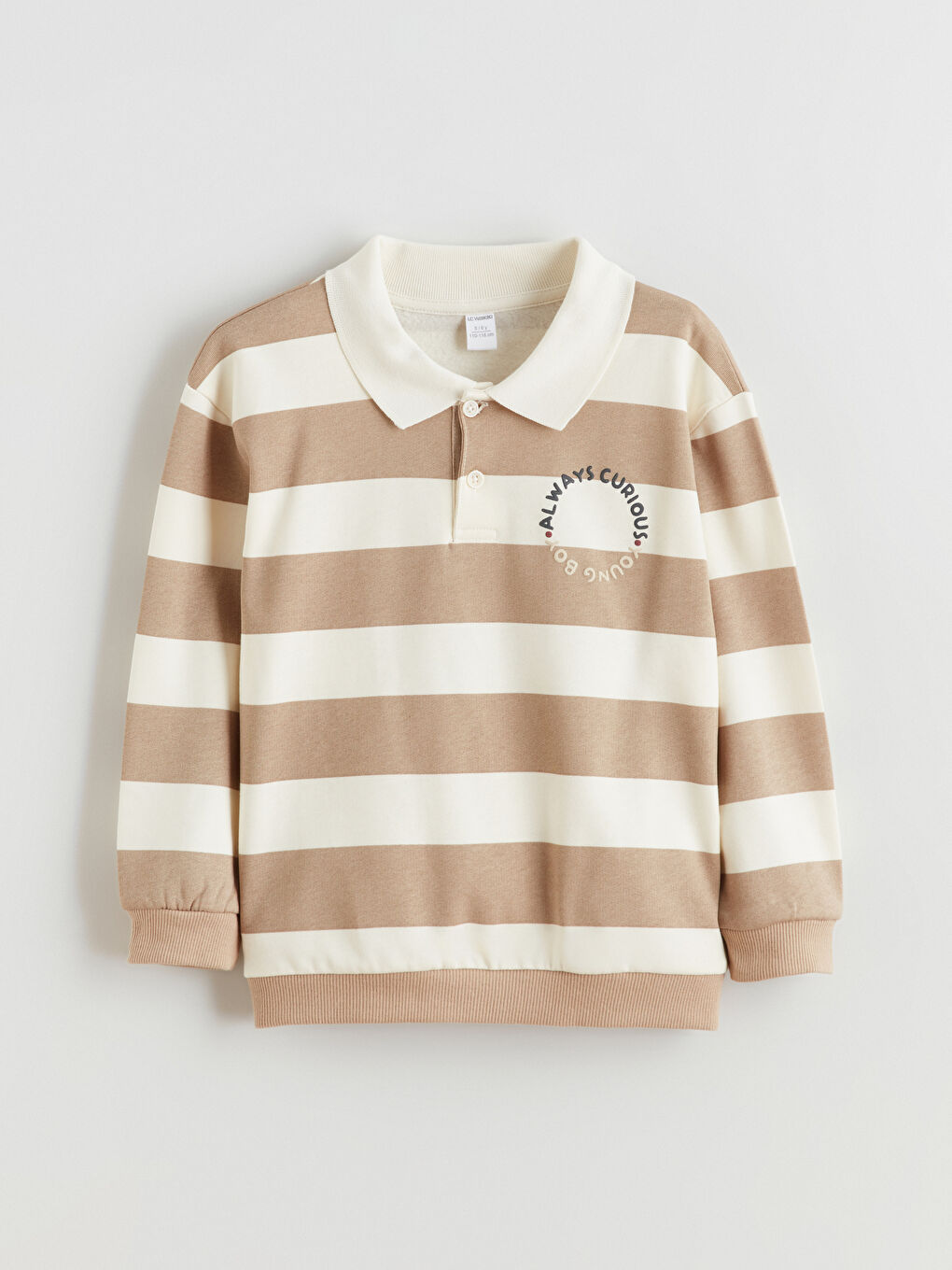 Bej Polo Yaka Erkek Çocuk Sweatshirt-2