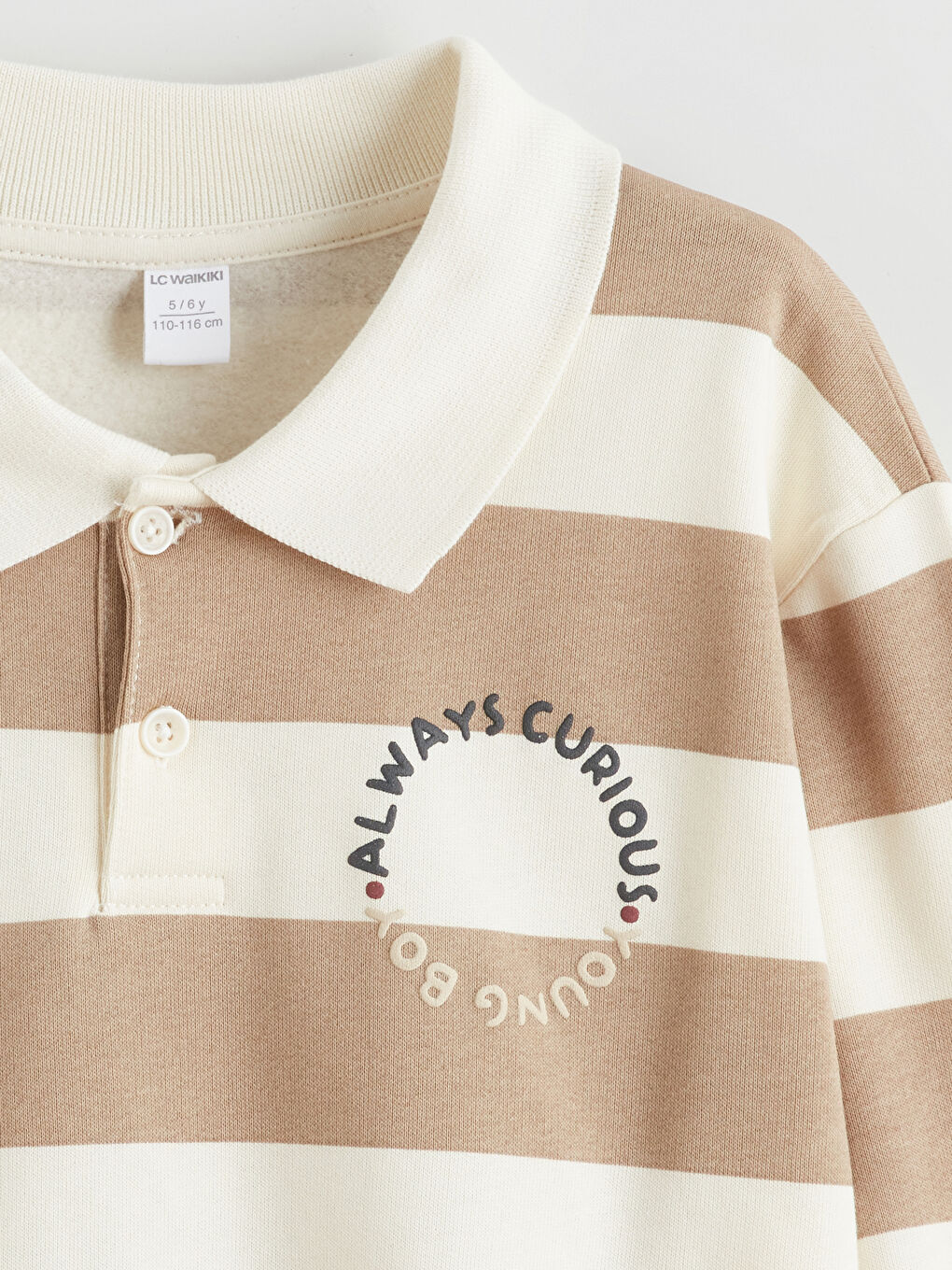 Bej Polo Yaka Erkek Çocuk Sweatshirt-3