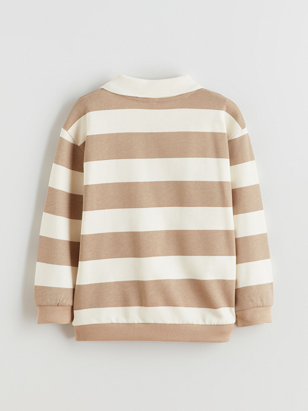 Bej Polo Yaka Erkek Çocuk Sweatshirt-4