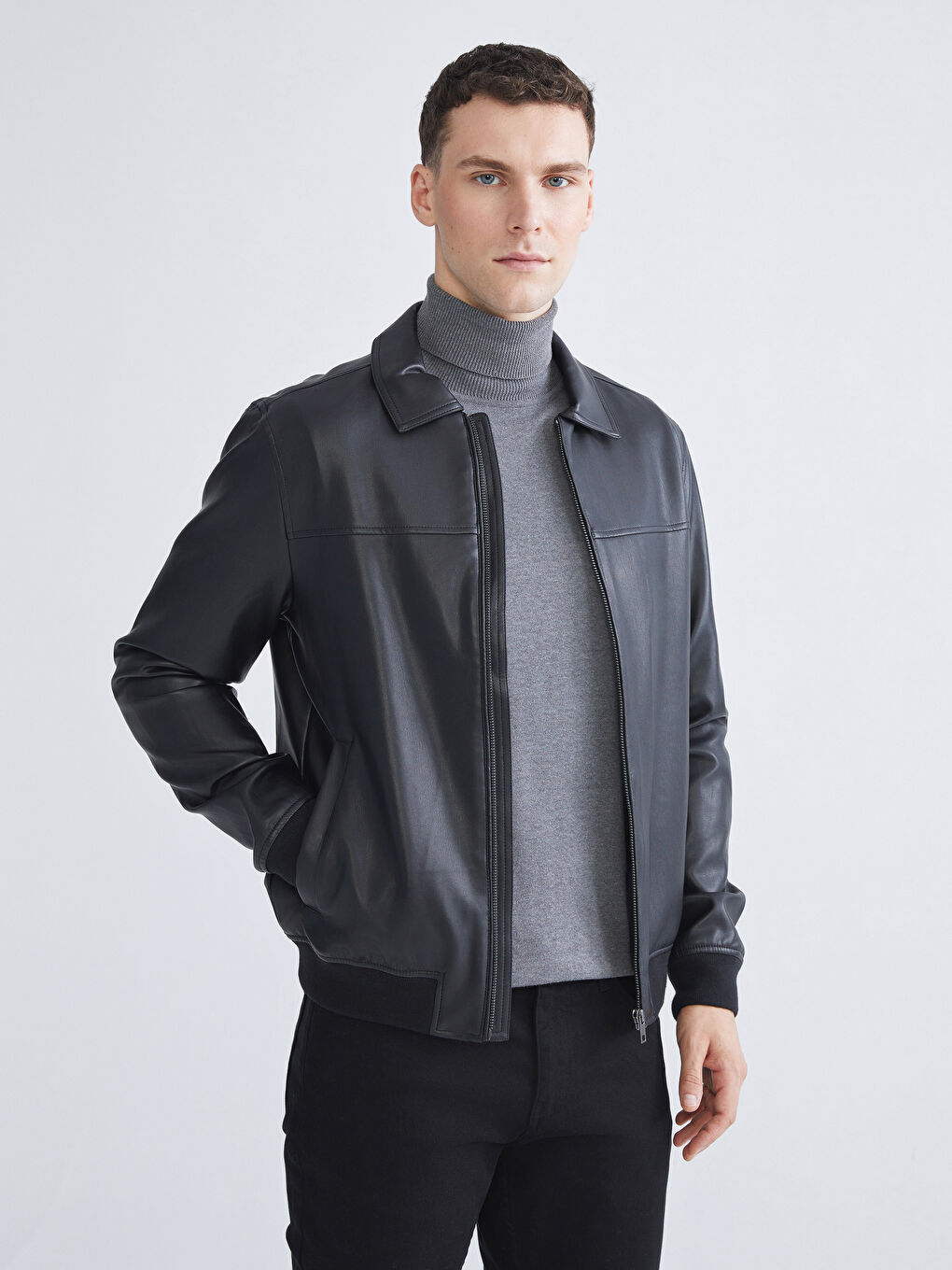 Regular Fit Men's Faux Leather Jacket