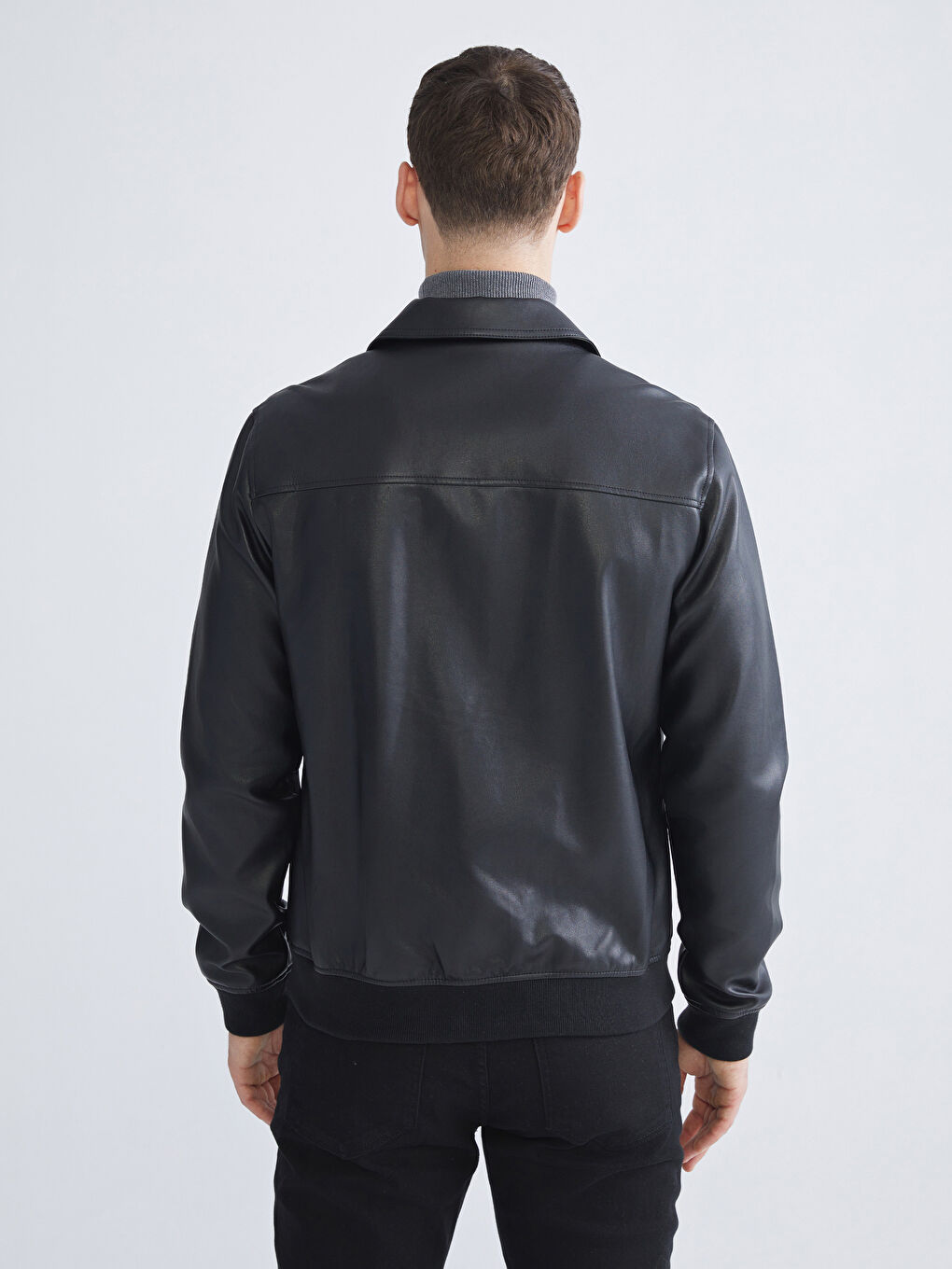 Regular Fit Men's Faux Leather Jacket-4