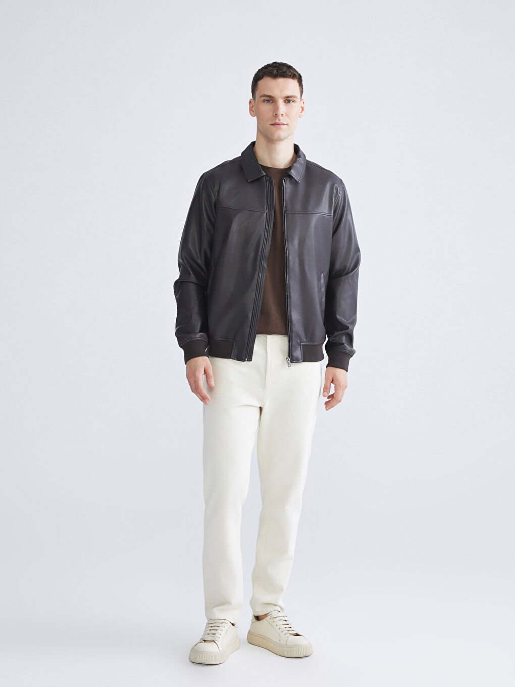 Regular Fit Men's Faux Leather Jacket-1