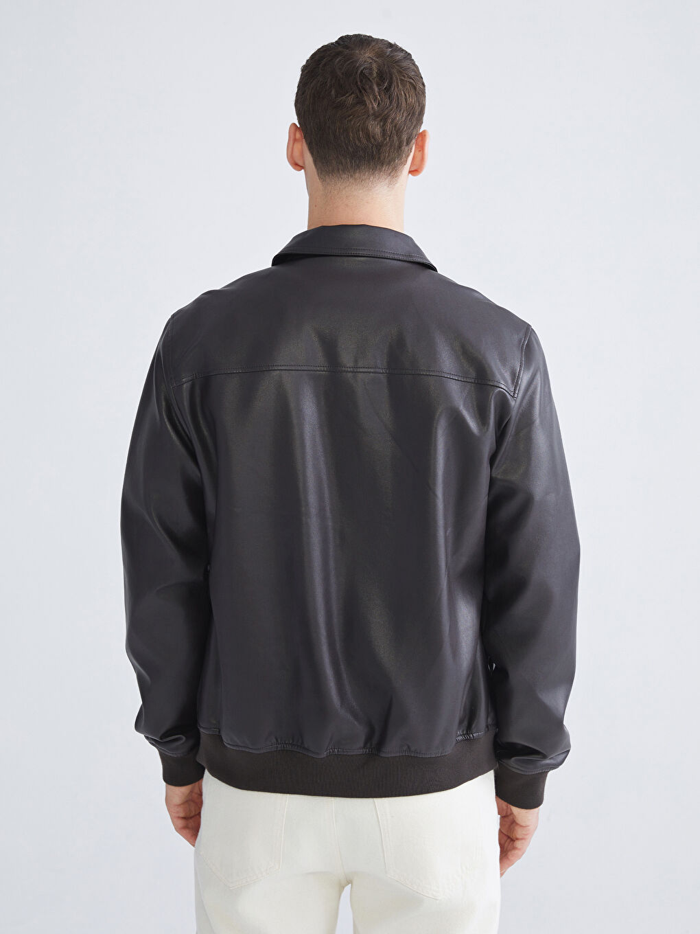 Regular Fit Men's Faux Leather Jacket-4