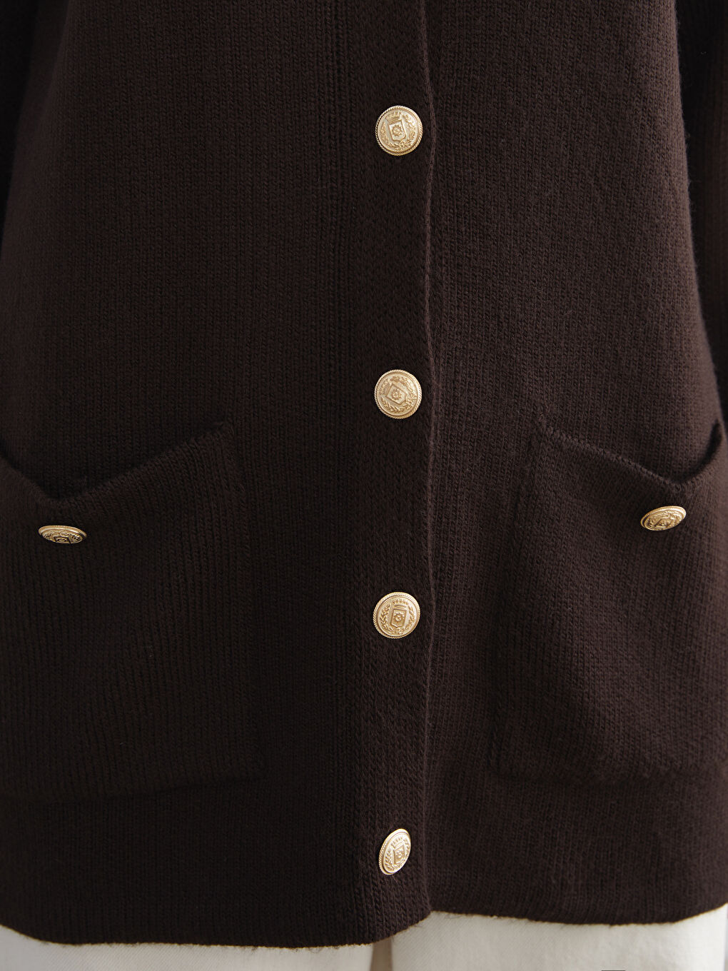 Kahverengi Bisiklet Yaka Kadın Triko Hırka-2