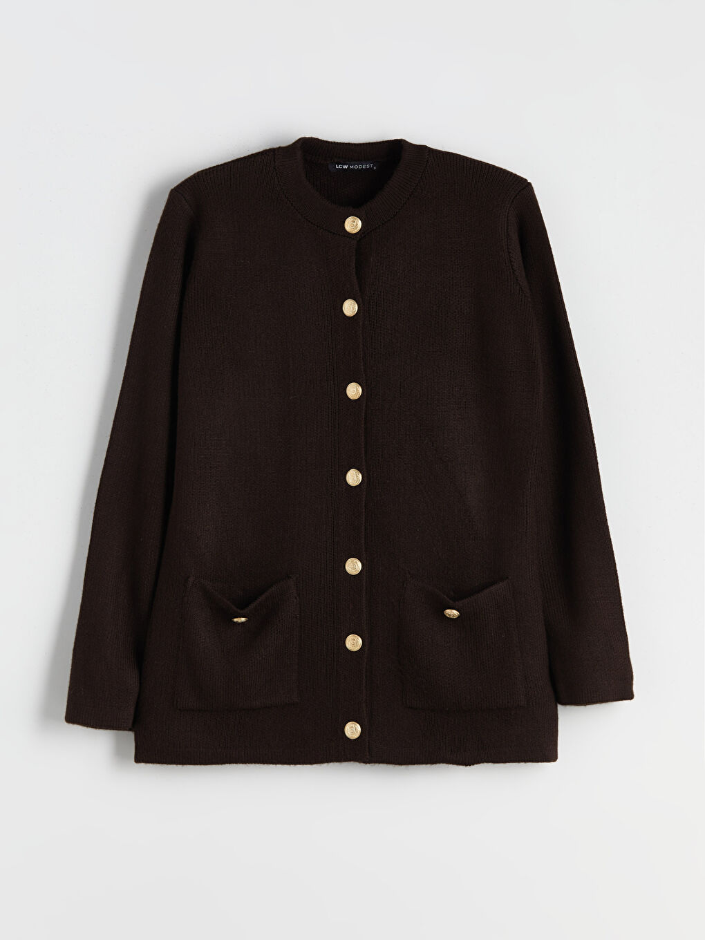 Kahverengi Bisiklet Yaka Kadın Triko Hırka-4