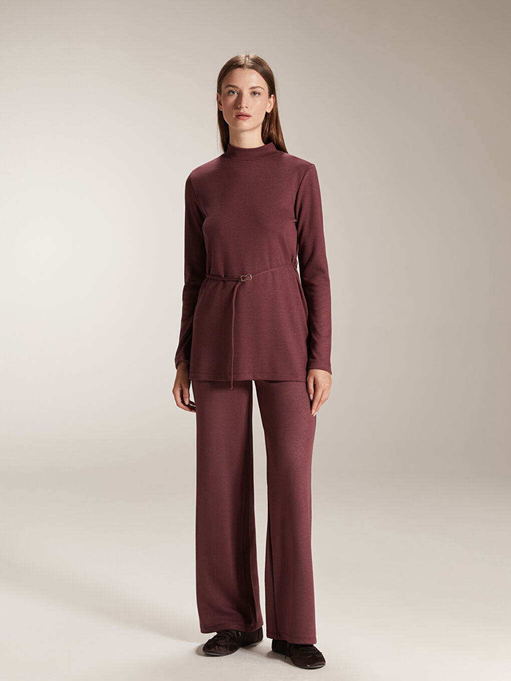 Funnel Neck Women's Sweatshirt Tunic-1