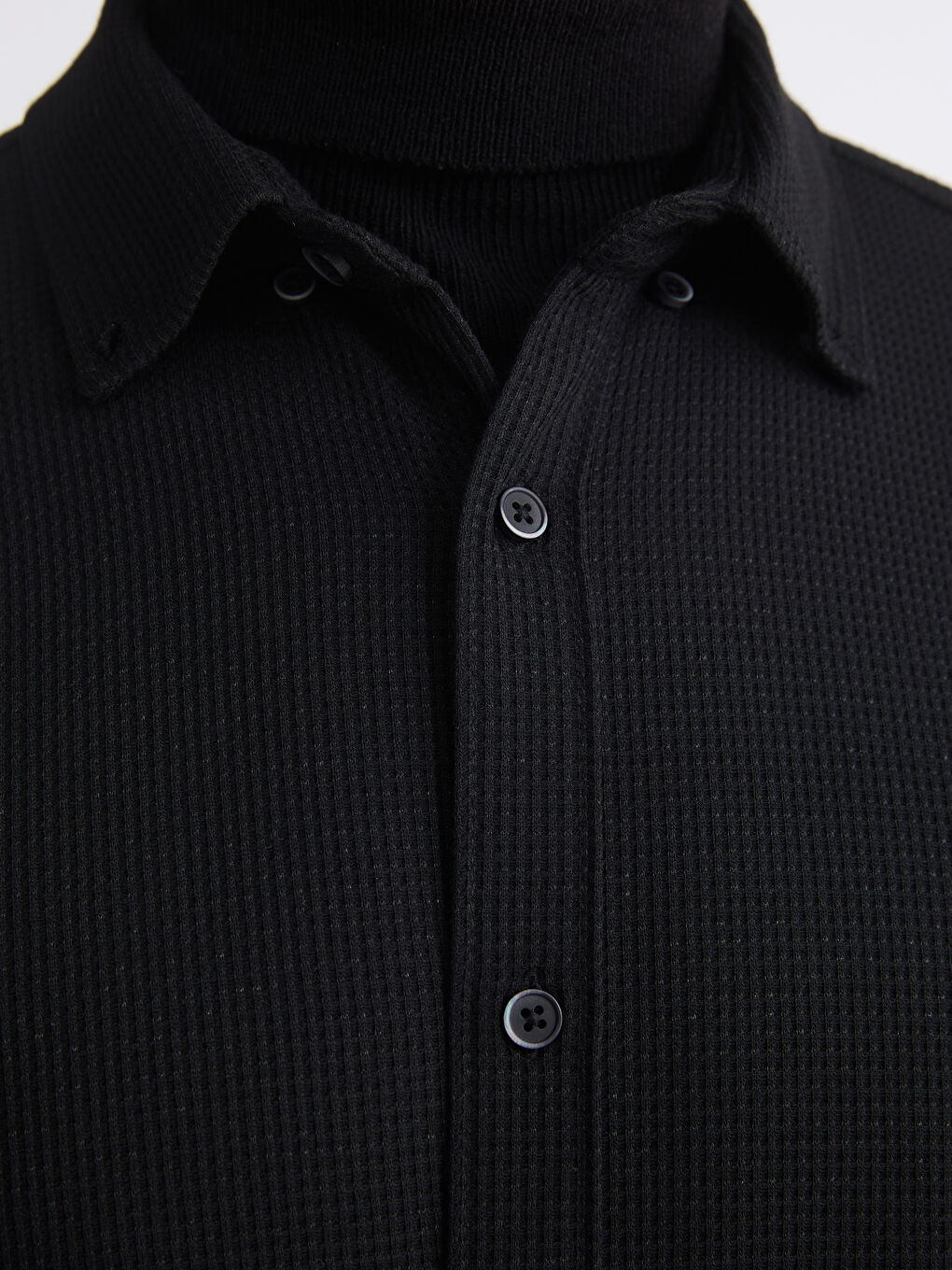 Siyah Regular Fit Uzun Kollu Erkek Gömlek-2