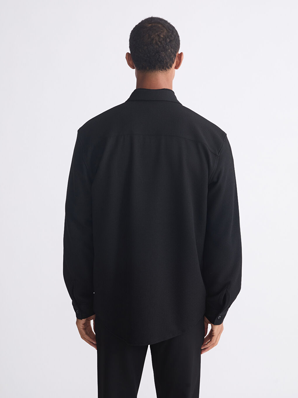 Siyah Regular Fit Uzun Kollu Erkek Gömlek-3