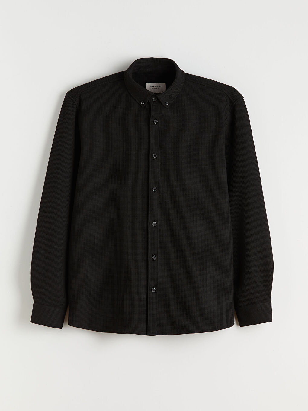 Siyah Regular Fit Uzun Kollu Erkek Gömlek-4