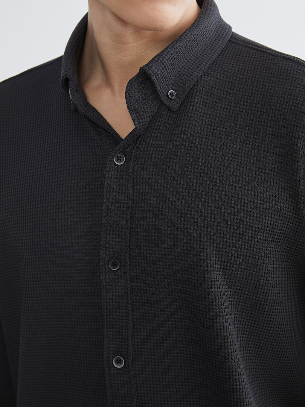 Antrasit Regular Fit Uzun Kollu Erkek Gömlek-2