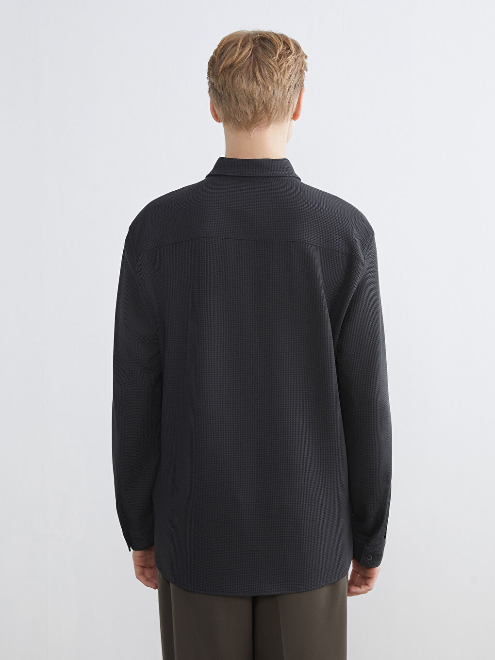 Antrasit Regular Fit Uzun Kollu Erkek Gömlek-3