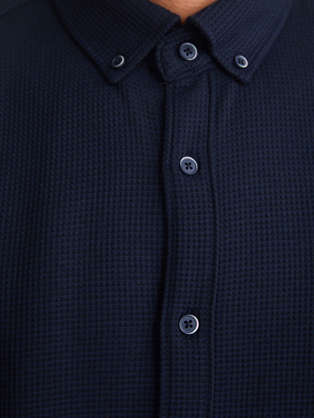 Lacivert Regular Fit Uzun Kollu Erkek Gömlek-2