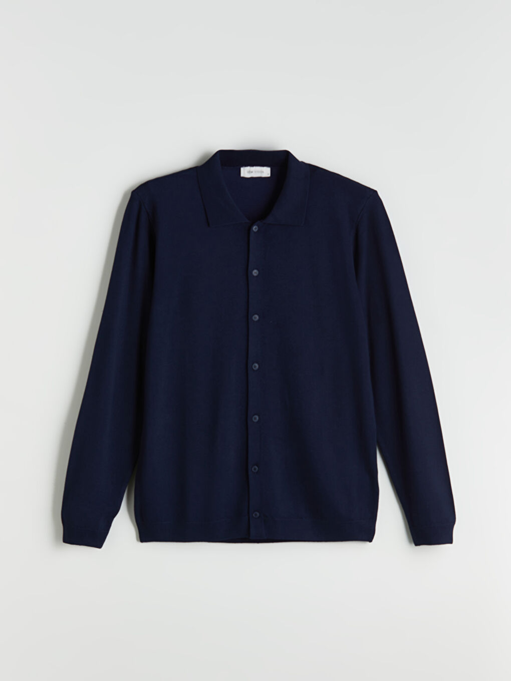 Lacivert Standart Kalıp Polo Yaka Erkek Triko Hırka-4