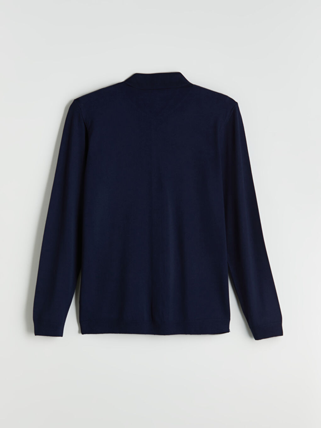 Lacivert Standart Kalıp Polo Yaka Erkek Triko Hırka-5