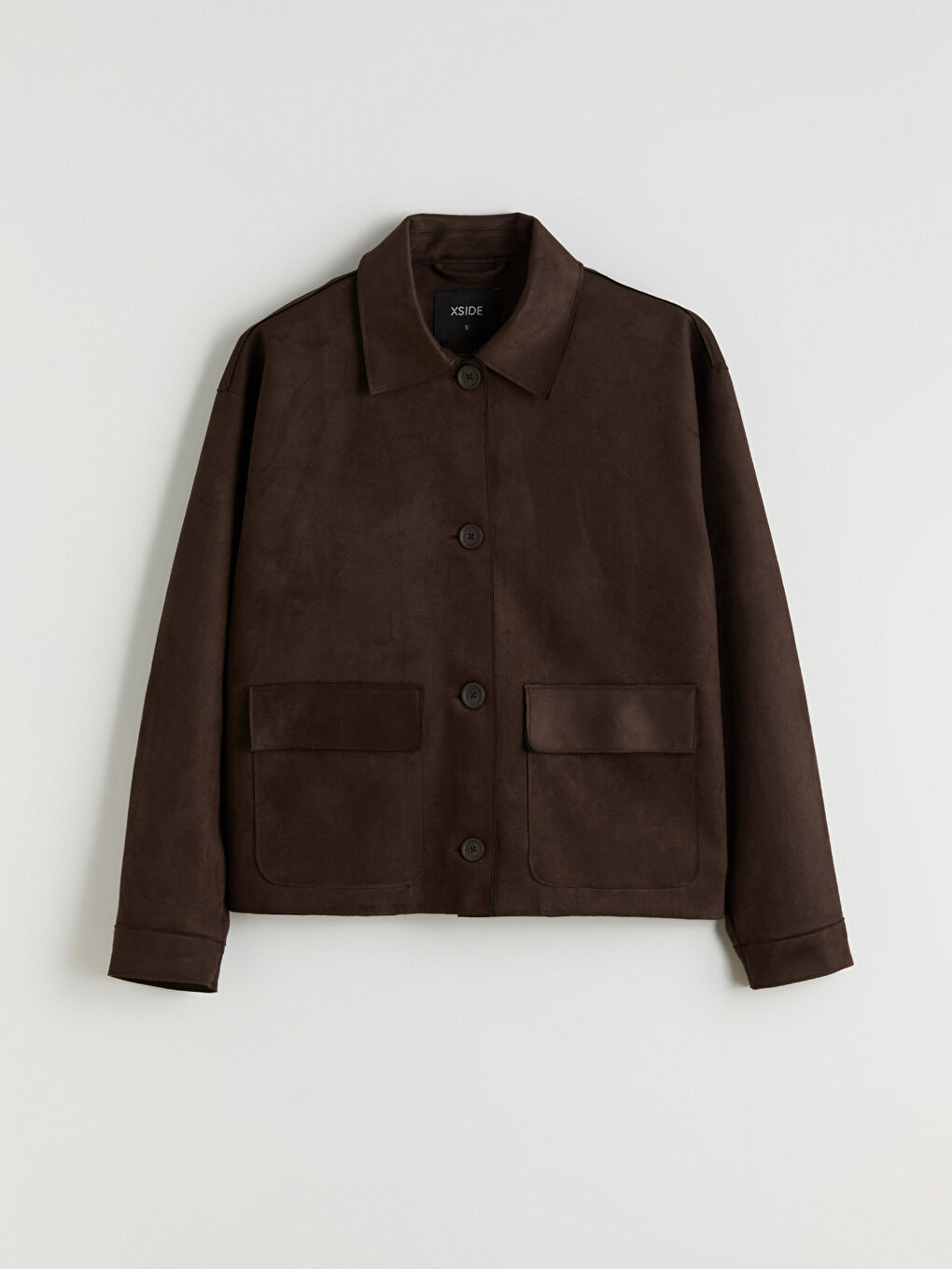Kahverengi Kadın Süet Görünümlü Gömlek Ceket-5