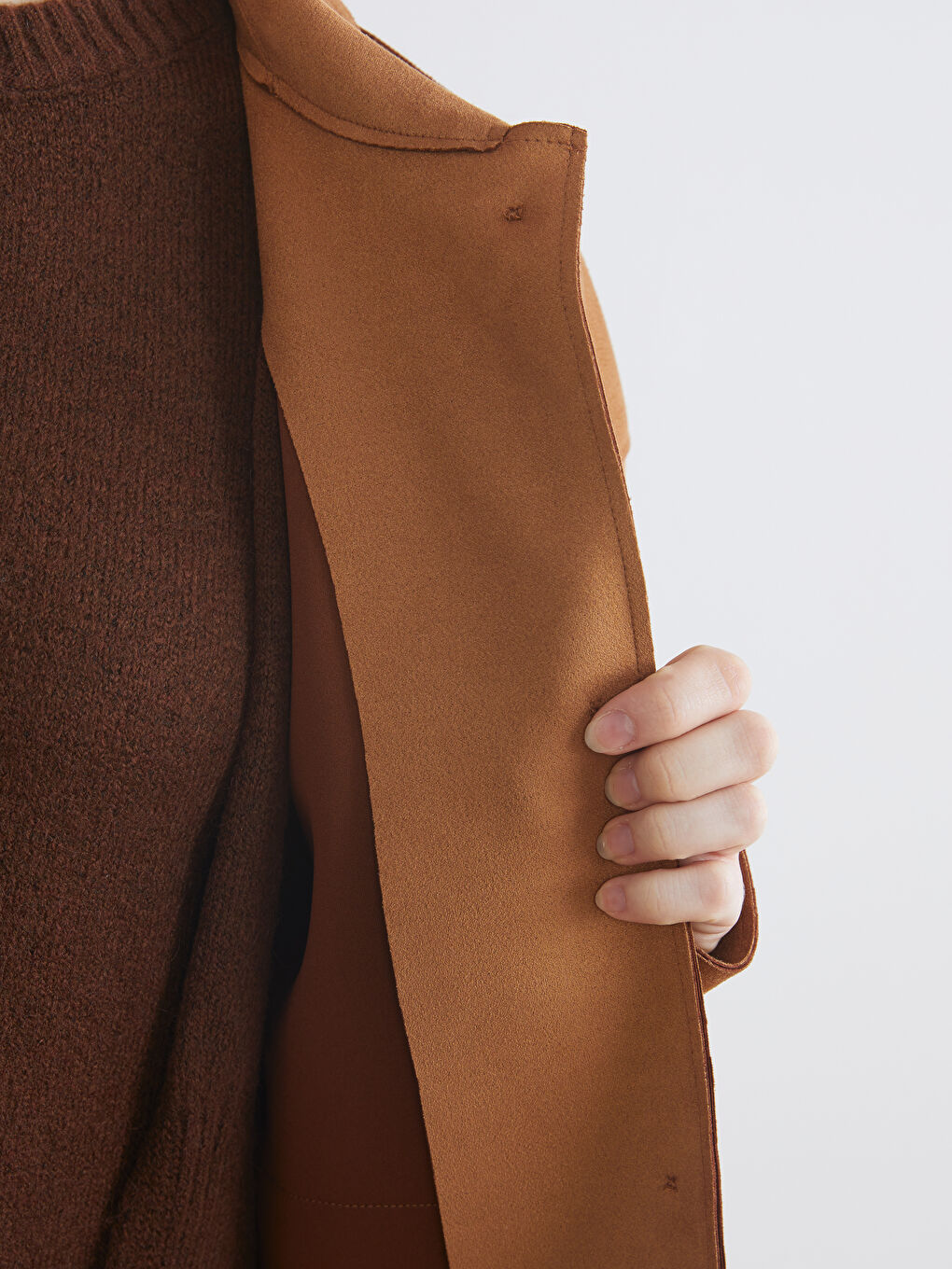 Bej Kadın Süet Görünümlü Gömlek Ceket-3