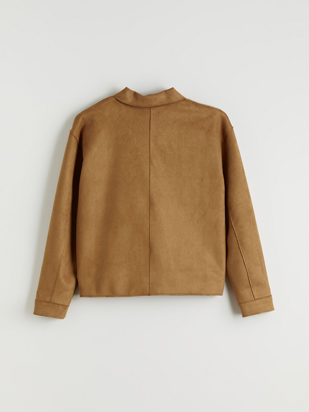 Bej Kadın Süet Görünümlü Gömlek Ceket-6