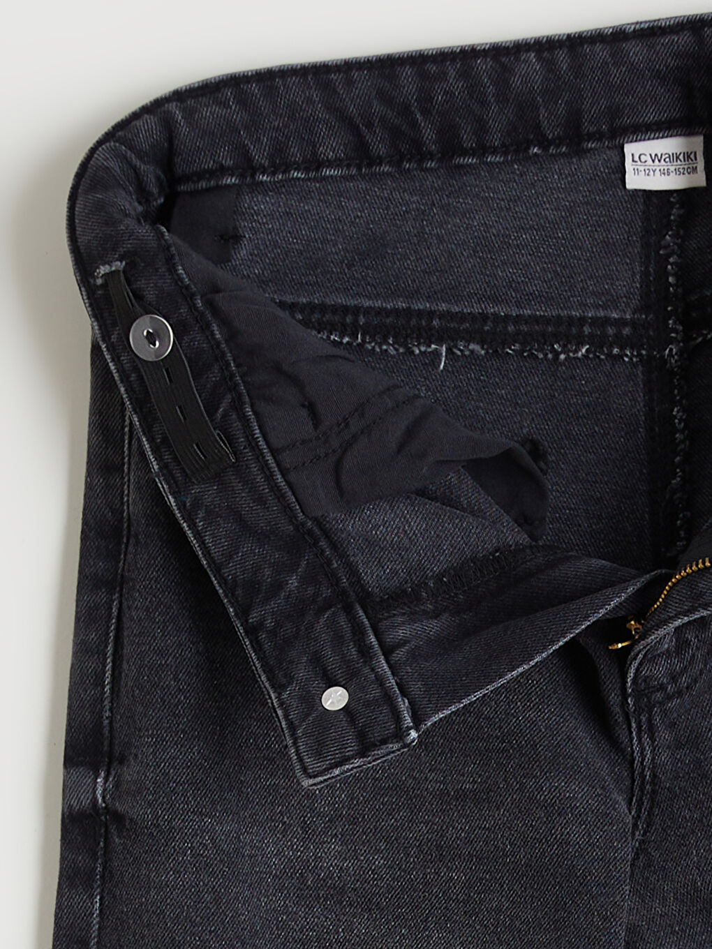 Siyah Straight Fit Kız Çocuk Jean Pantolon-1