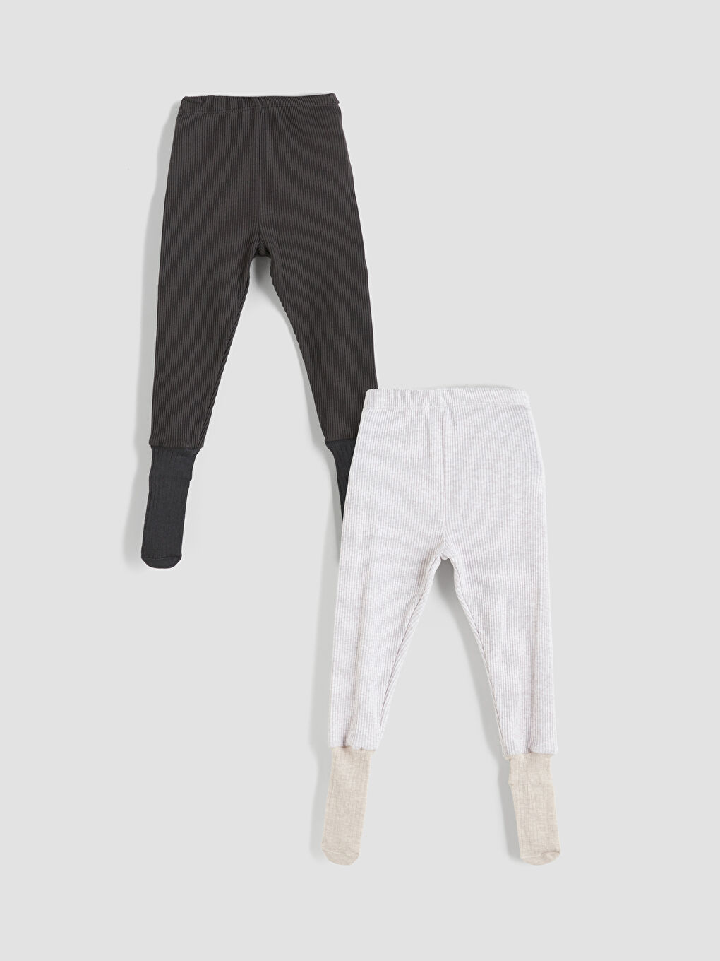 Gri Beli Lastikli Çoraplı Erkek Bebek Pijama Alt 2'li