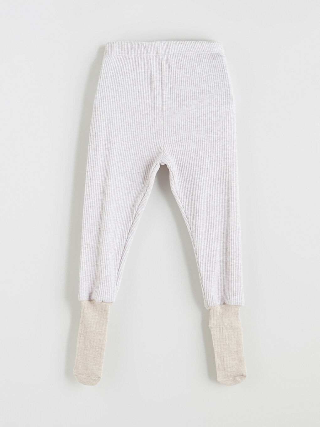 Gri Beli Lastikli Çoraplı Erkek Bebek Pijama Alt 2'li-3