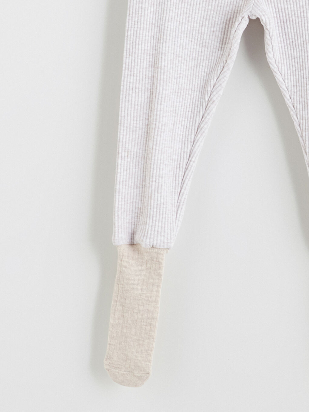 Gri Beli Lastikli Çoraplı Erkek Bebek Pijama Alt 2'li-4