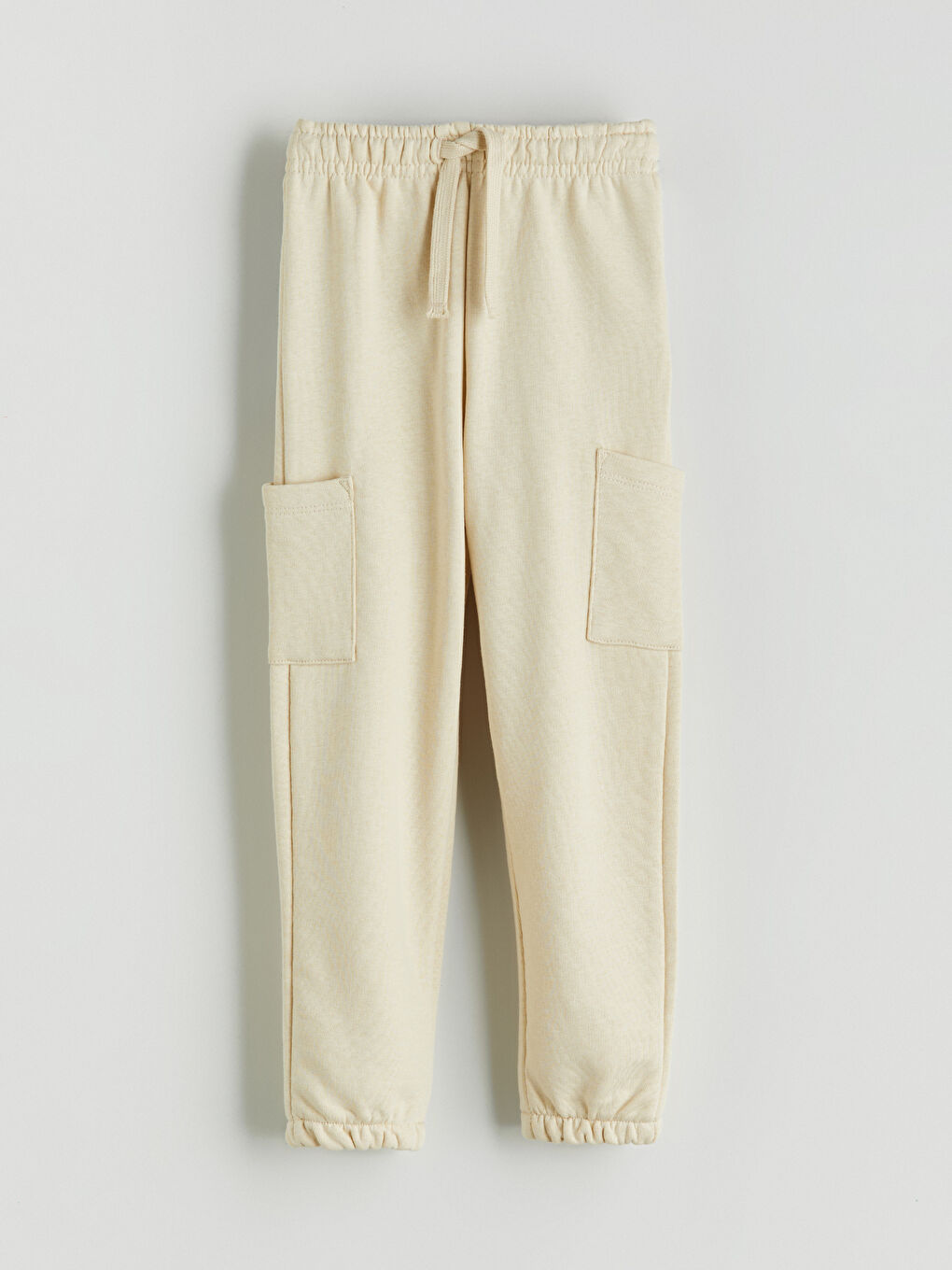 Bej Beli Lastikli Basic Erkek Çocuk Jogger Eşofman Altı