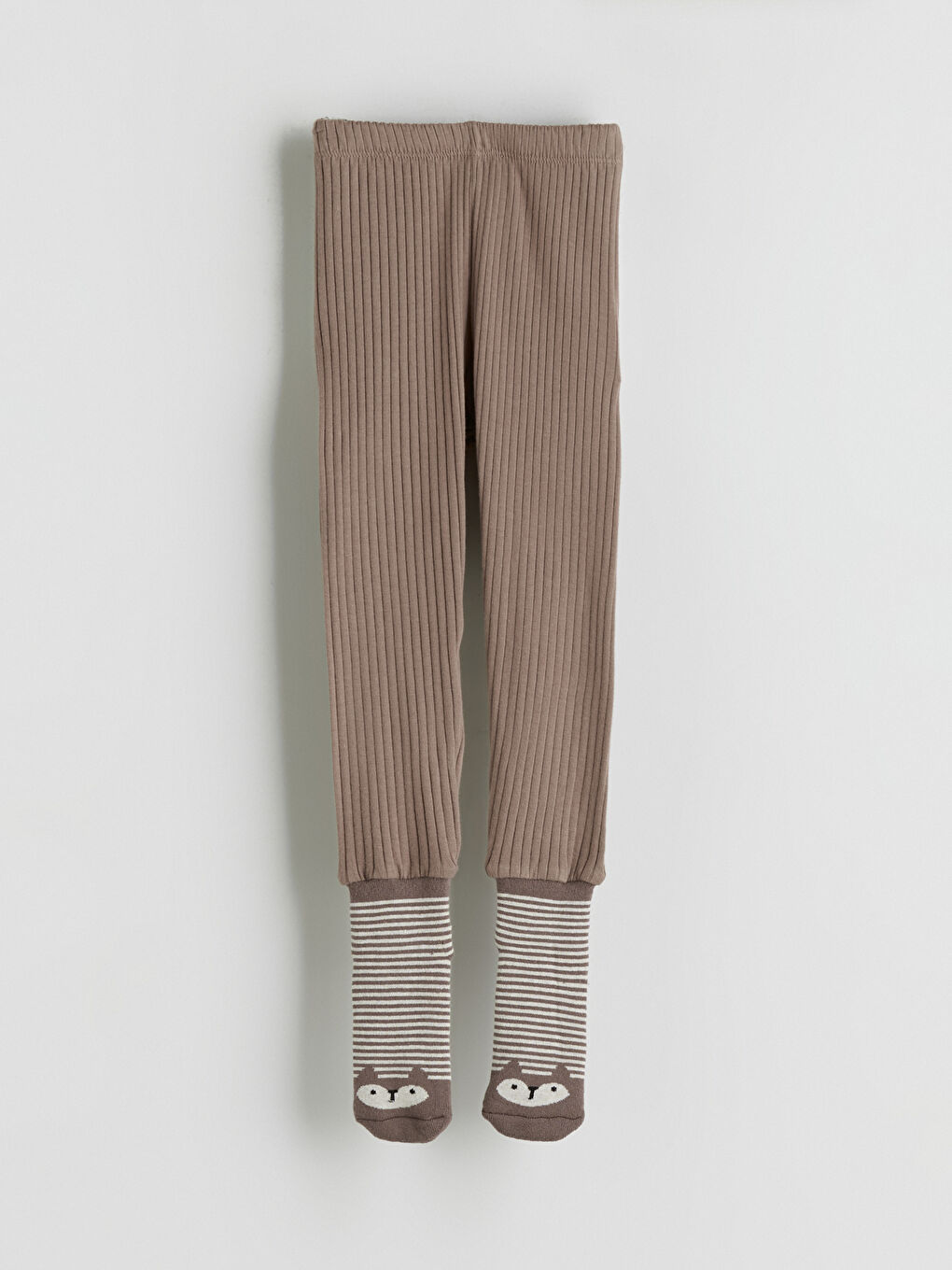 Kahverengi Beli Lastikli Erkek Bebek Çoraplı Pijama Alt 2'li-1