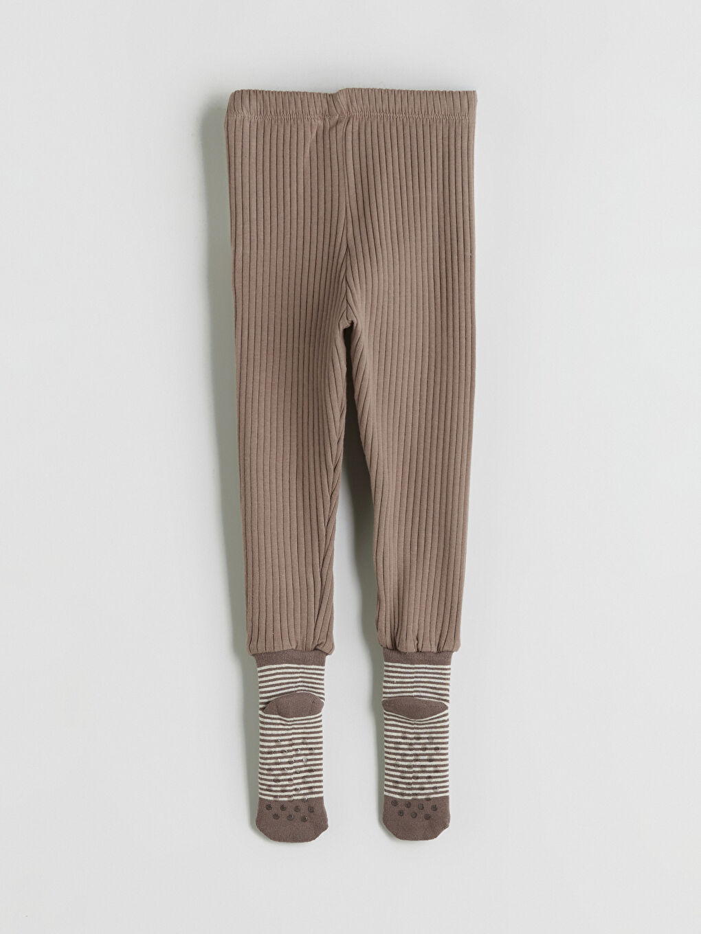 Kahverengi Beli Lastikli Erkek Bebek Çoraplı Pijama Alt 2'li-3