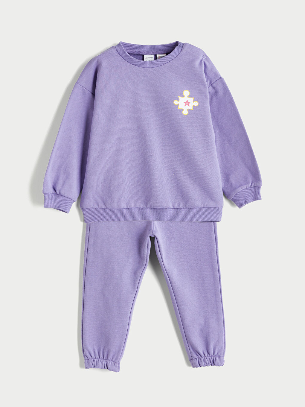Crew Neck Printed Baby Girls' Pyjama Set