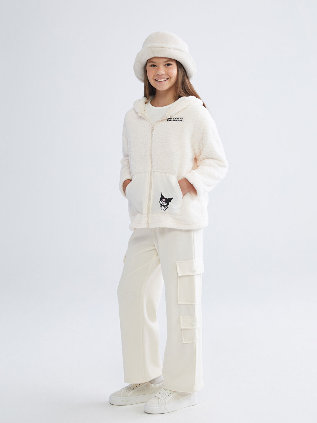Girls' Cargo Sweatpants with Elastic Waist