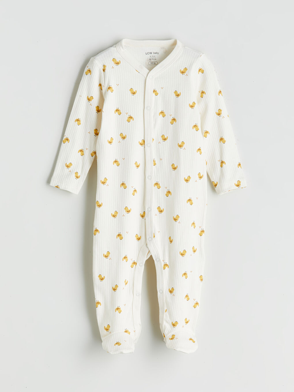 Ekru V Yaka Baskılı Kız Bebek Hastane Seti 2'li-1