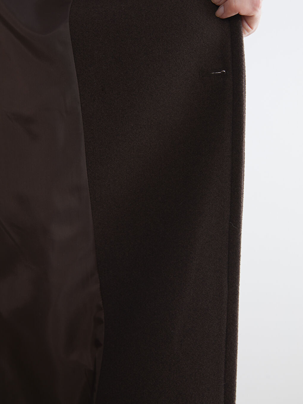 Kahverengi Ceket Yaka Kadın Kaşe Kaban-3