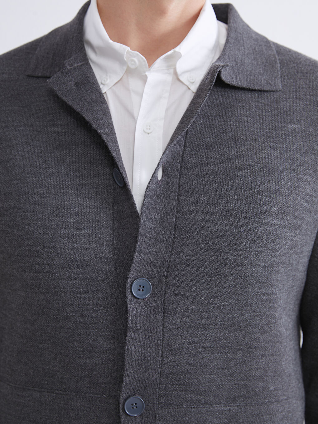 Antrasit Polo Yaka Erkek Triko Hırka-2