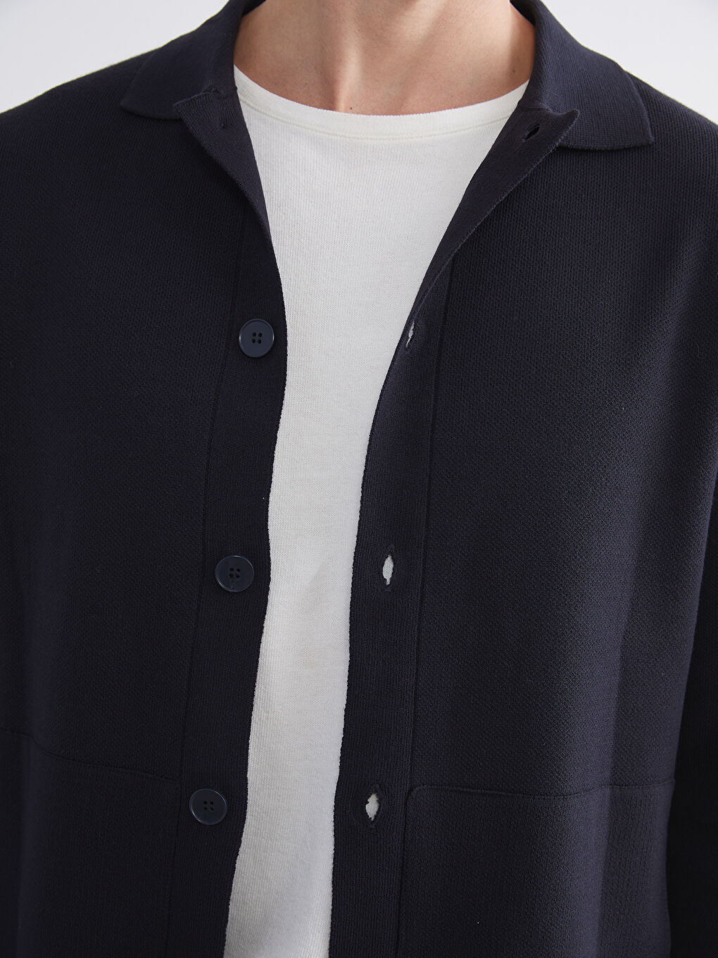 Lacivert Polo Yaka Erkek Triko Hırka-2