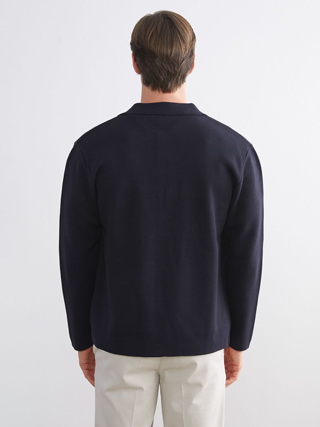 Lacivert Polo Yaka Erkek Triko Hırka-3