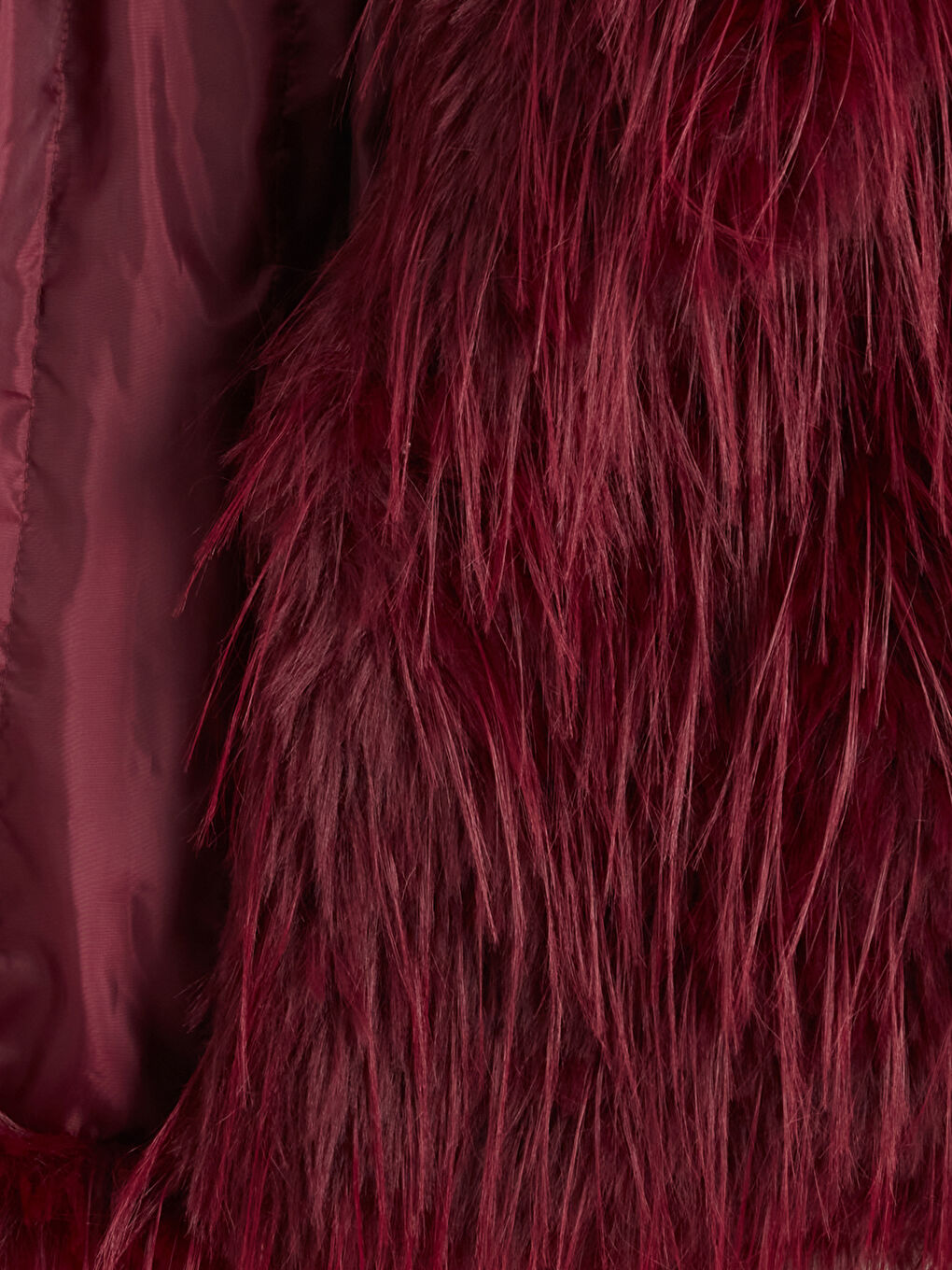 Bordo Kız Çocuk Kürk Mont-1